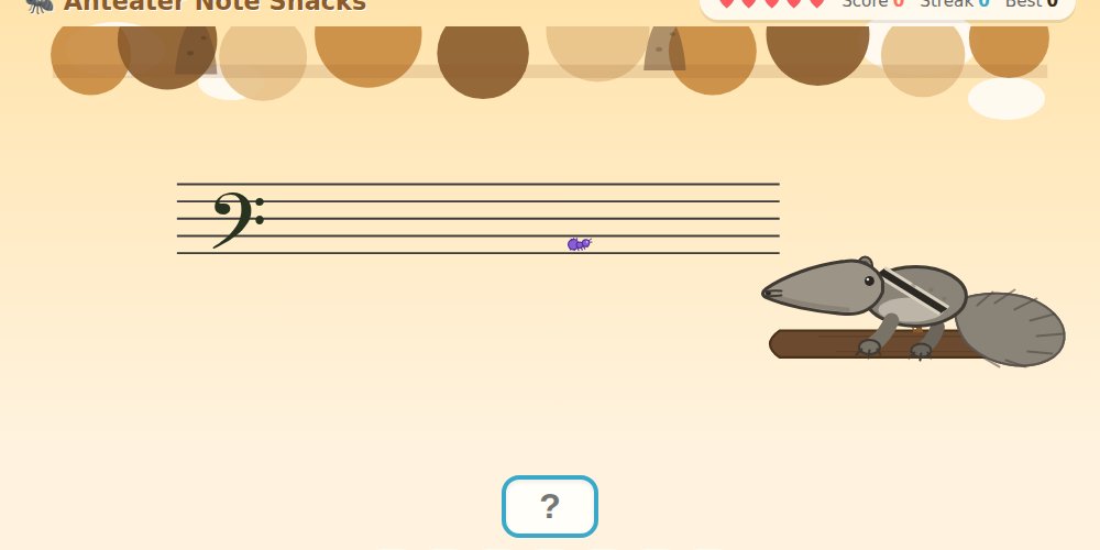 Screenshot of Anteater Note Snacks, a free music game