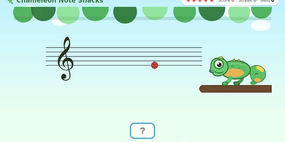 Screenshot of Chameleon Note Snacks, a free music game