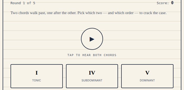 Screenshot of Chord Detectives, a free music game