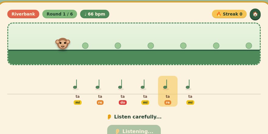 Screenshot of Jungle Rhythm & Pitch Safari, a free music game