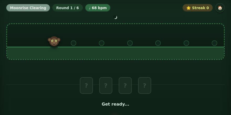 Screenshot of Jungle Rhythm Safari: Night Dictation + Pitch, a free music game