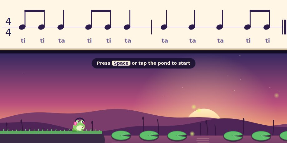 Screenshot of Lily Pad Leap, a free music game