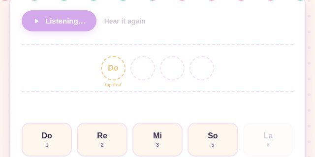 Screenshot of Solfa Dictation, a free music game