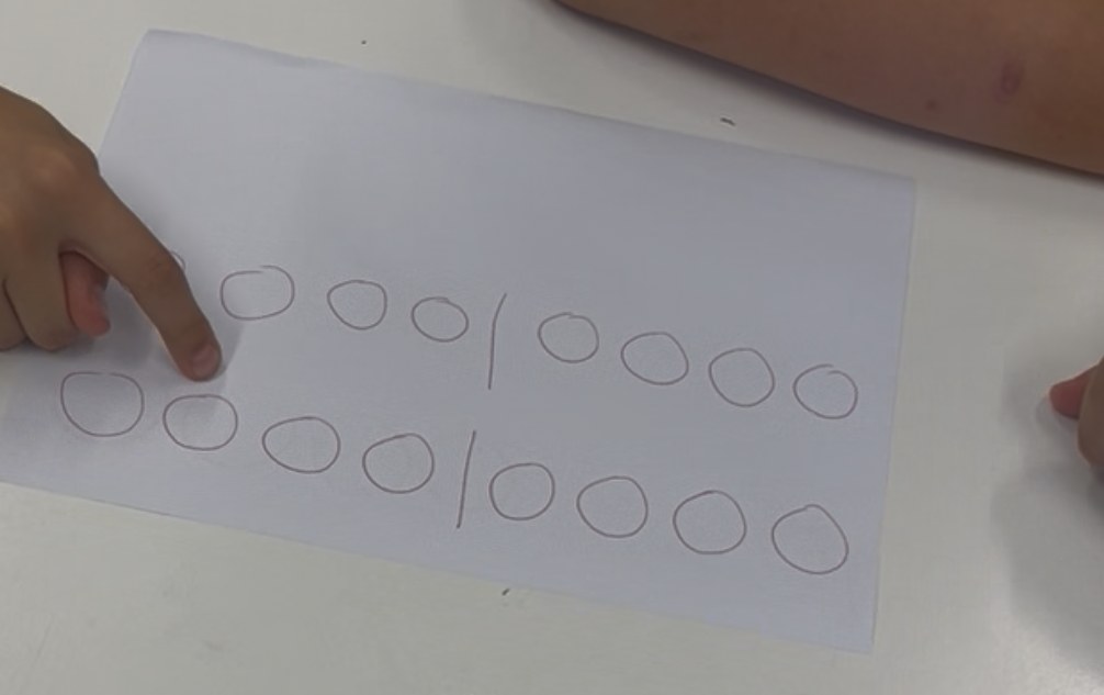 A hand-drawn sheet of circles in two rows of beats